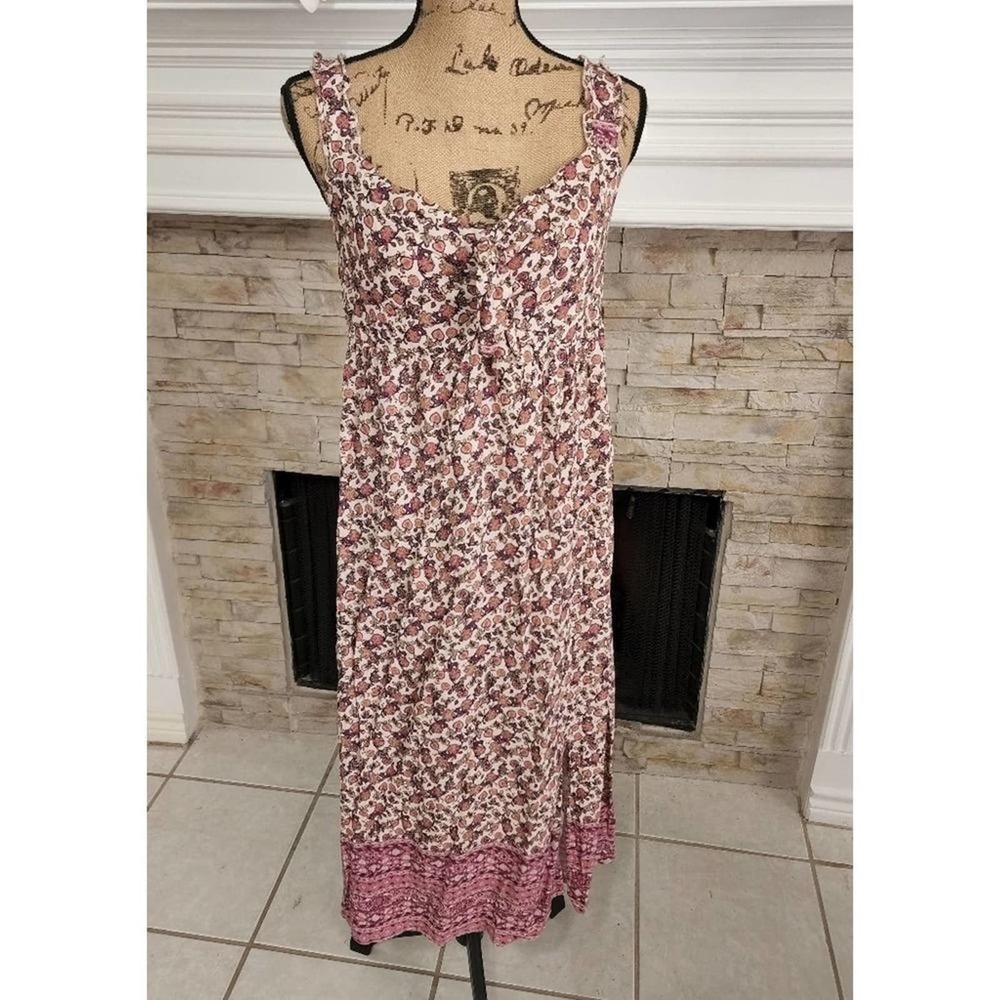 Maison Belle ruched floral boho‎ ruffled maxi dress size medium new